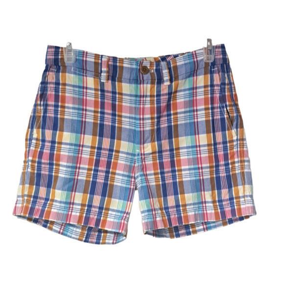 Jcrew Pants - JCrew Womens Flat front‎ Chino Shorts Multicolored Plaid Size 0 100% Cotton